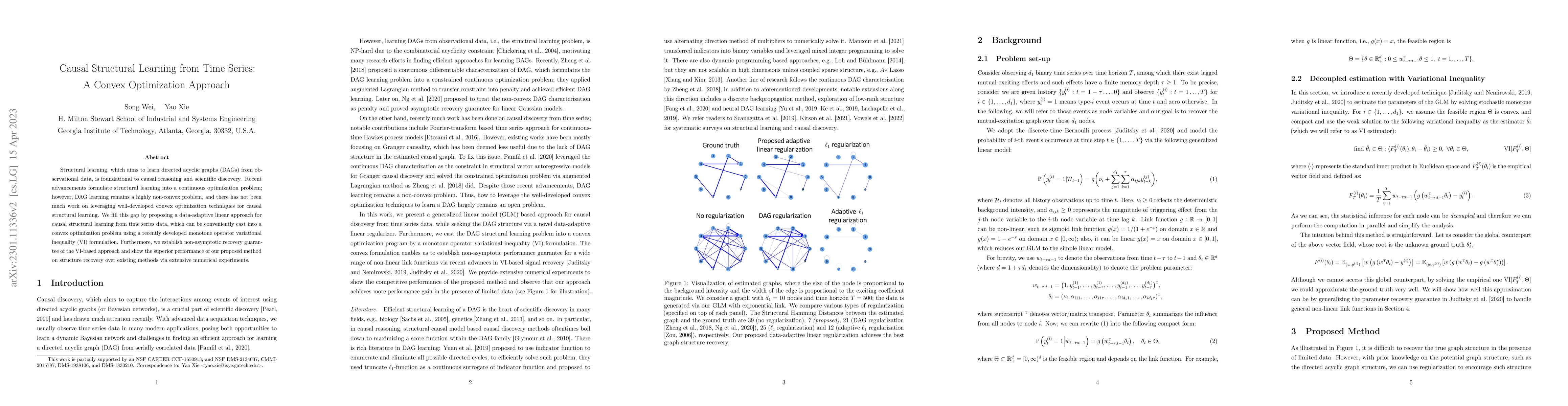 Thumbnail for Causal Structural Learning from Time Series: A Convex Optimization
  Approach