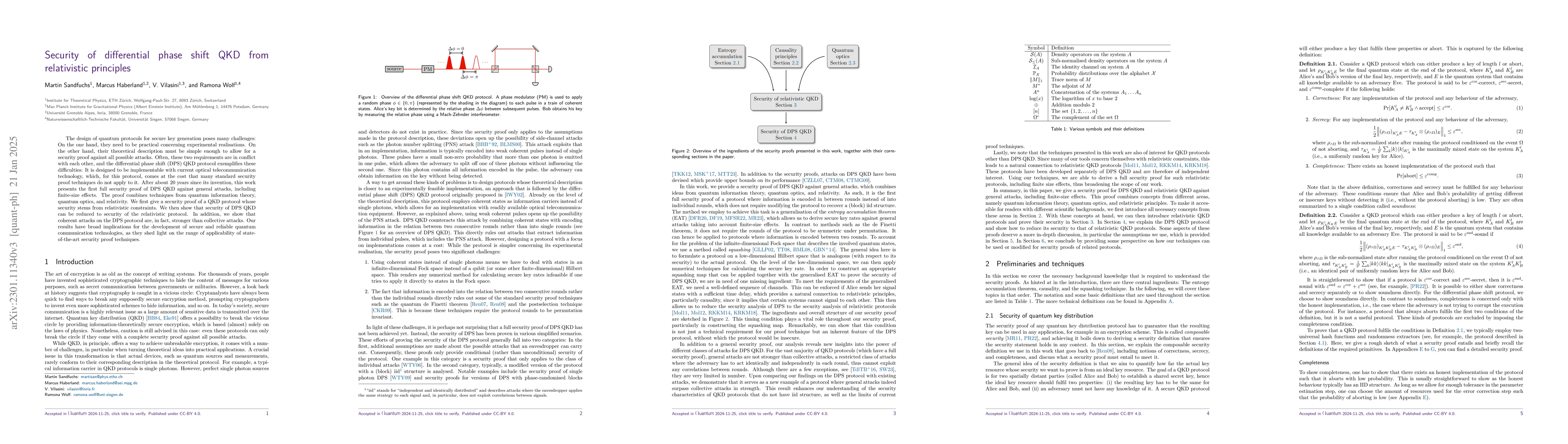 Thumbnail for Security of differential phase shift QKD from relativistic principles