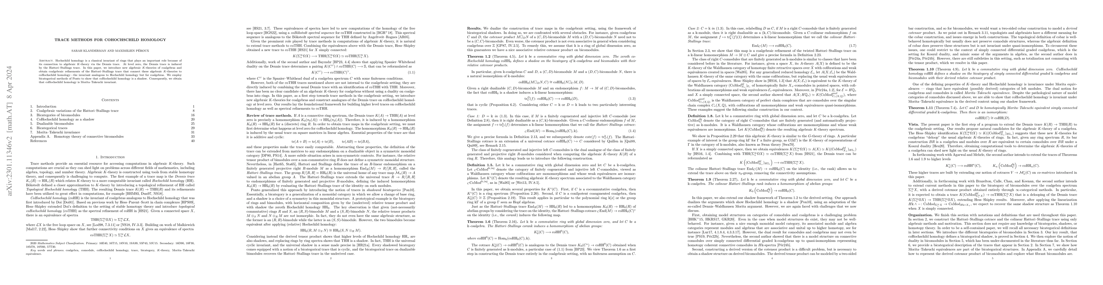 Thumbnail for Trace methods for coHochschild homology