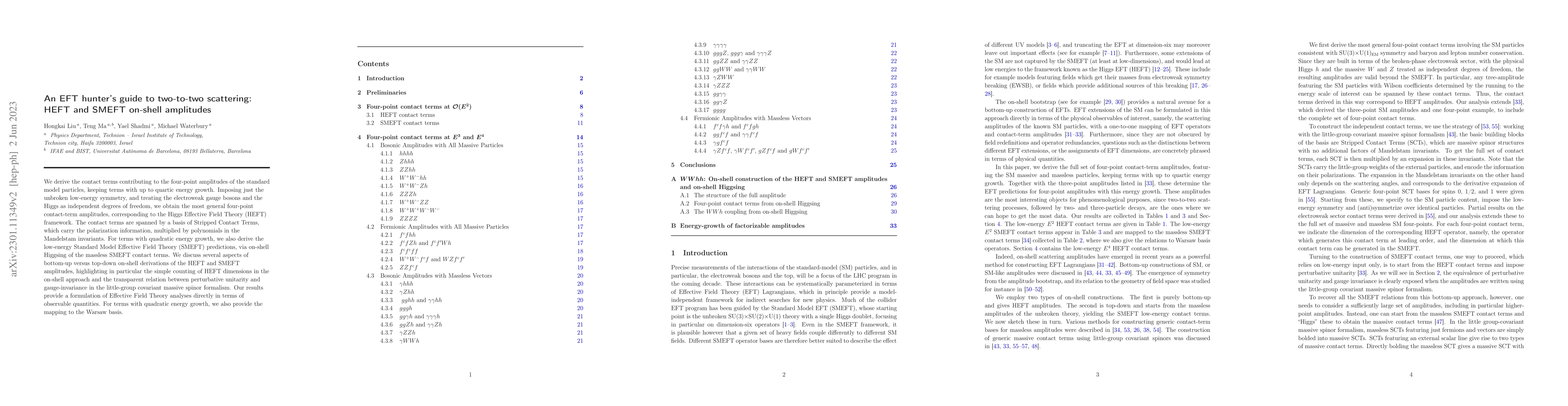 Thumbnail for An EFT hunter's guide to two-to-two scattering: HEFT and SMEFT on-shell
  amplitudes