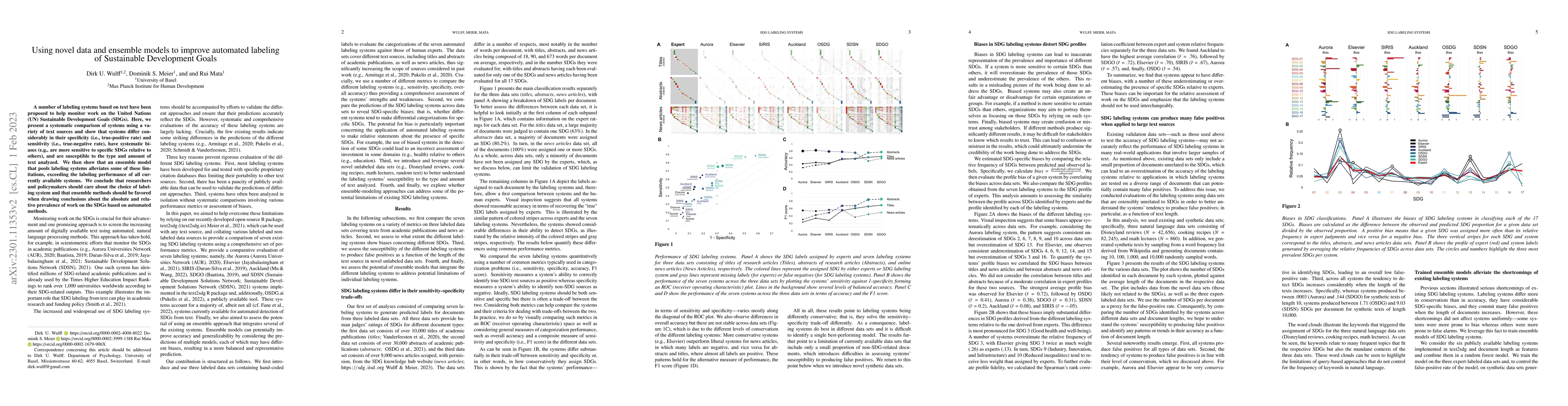 Thumbnail for Using novel data and ensemble models to improve automated labeling of
  Sustainable Development Goals