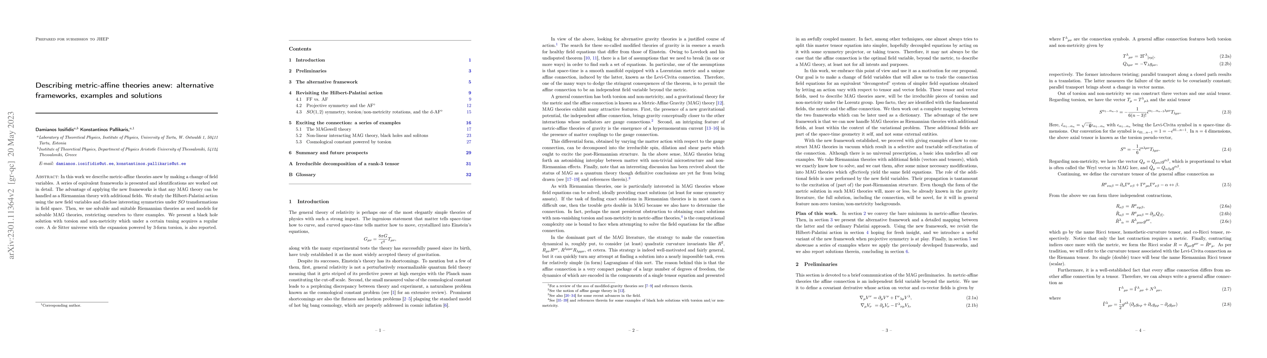 Thumbnail for Describing metric-affine theories anew: alternative frameworks, examples
  and solutions
