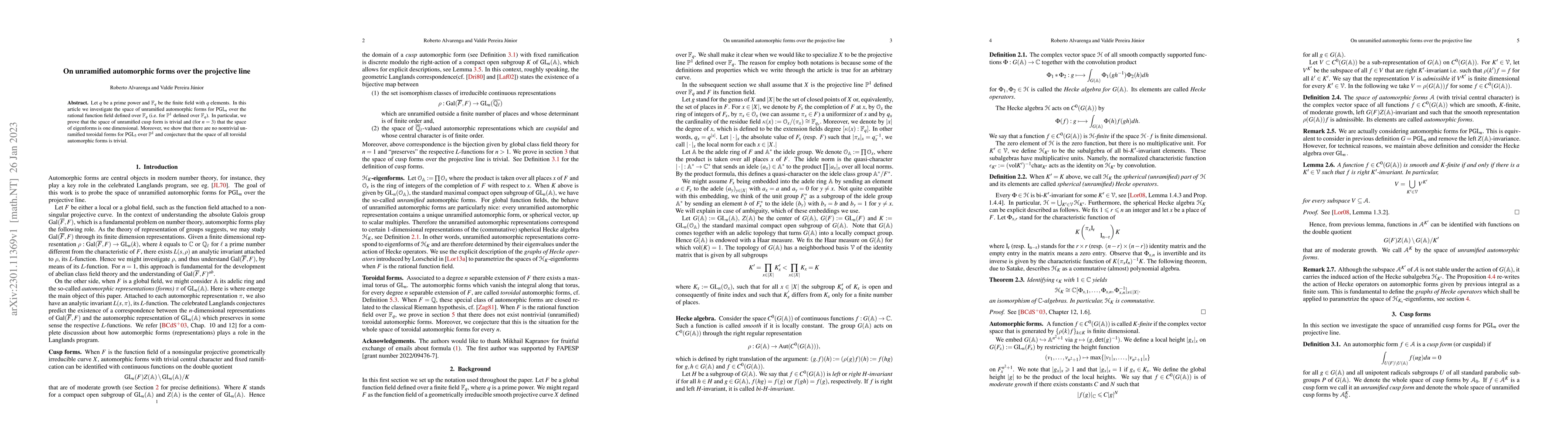 Thumbnail for On unramified automorphic forms over the projective line