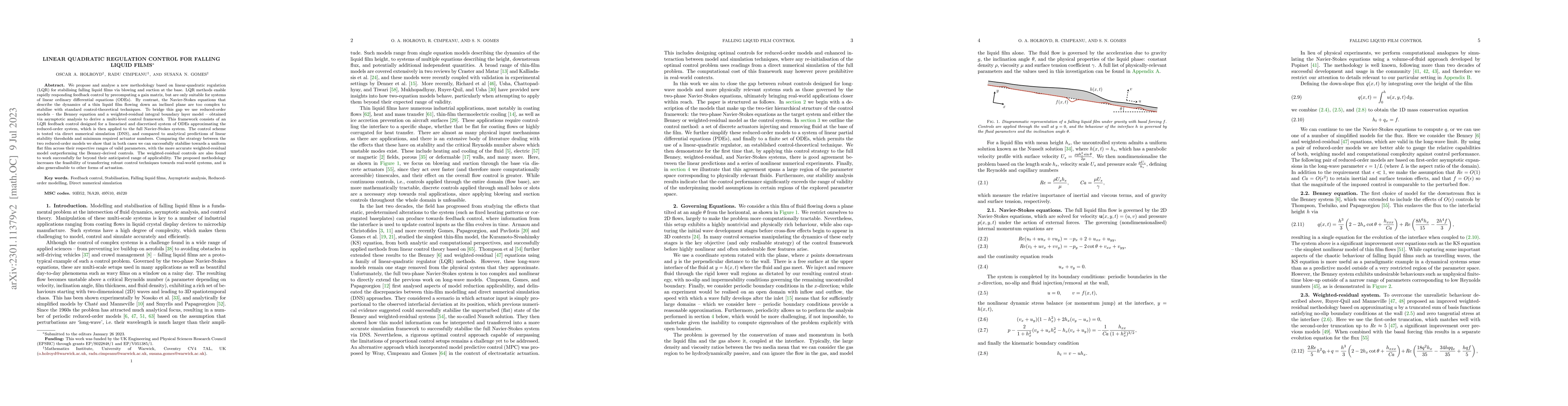 Thumbnail for Linear quadratic regulation control for falling liquid films