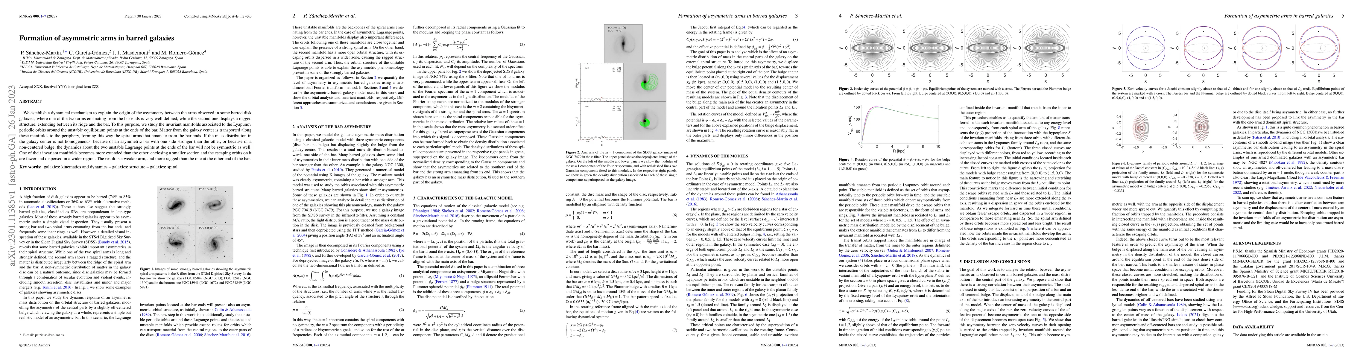 Thumbnail for Formation of asymmetric arms in barred galaxies
