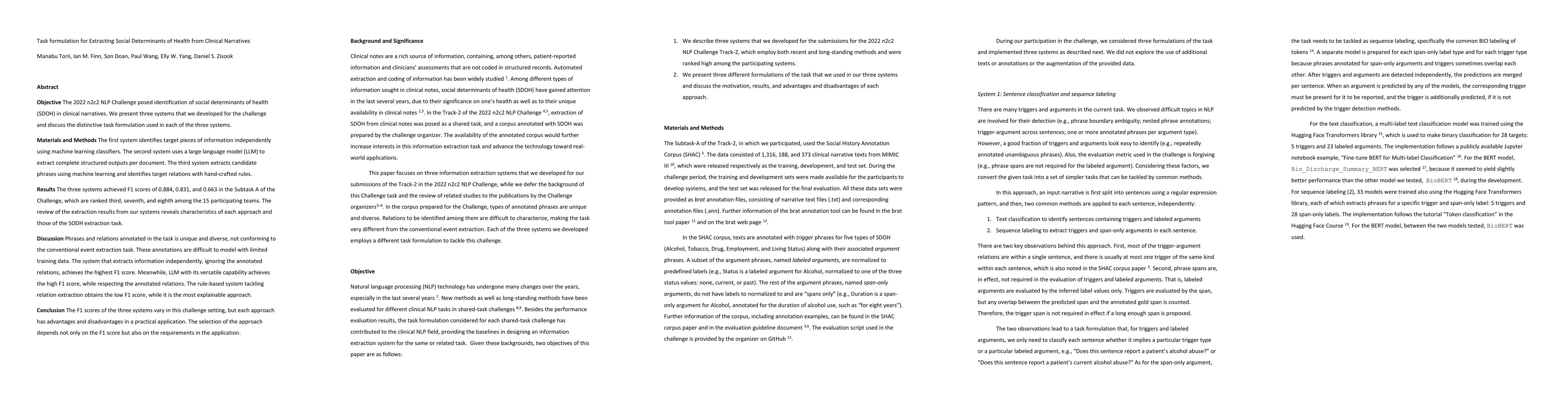 Thumbnail for Task formulation for Extracting Social Determinants of Health from
  Clinical Narratives
