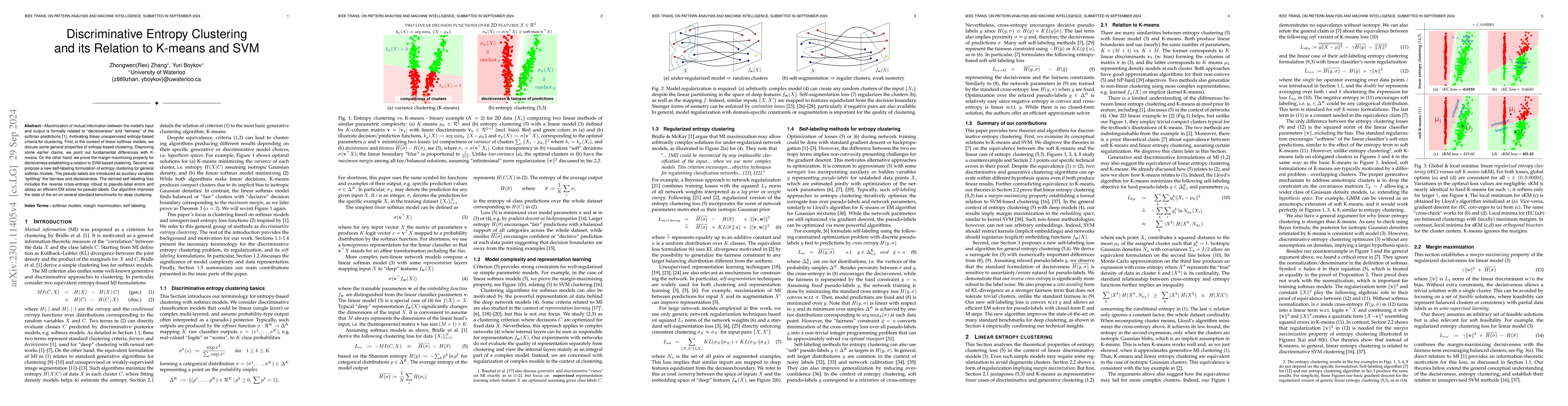 Thumbnail for Discriminative Entropy Clustering and its Relation to K-means and SVM