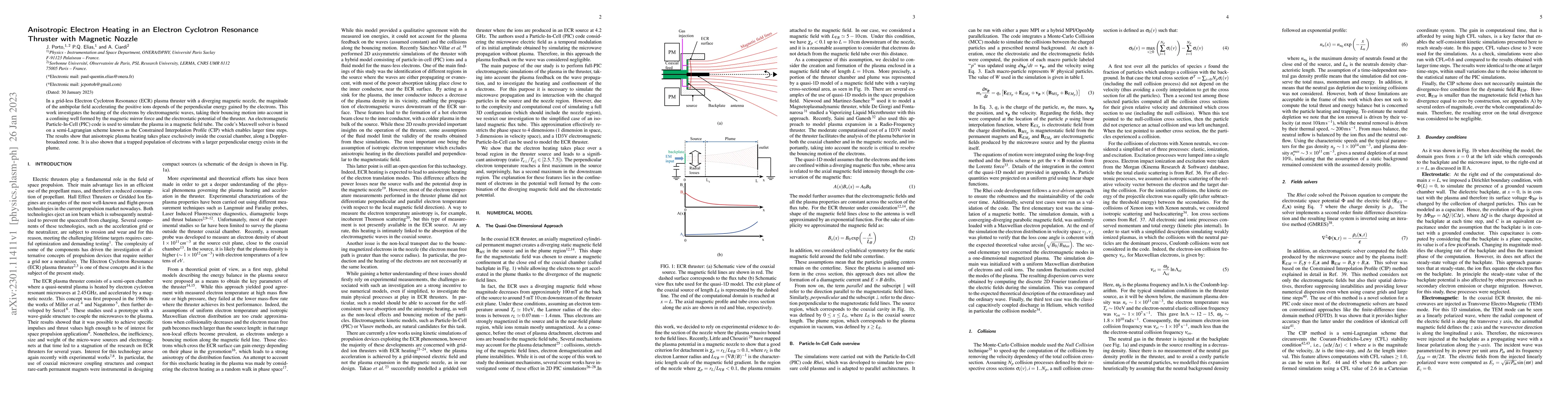 Thumbnail for Anisotropic Electron Heating in an Electron Cyclotron Resonance Thruster
  with Magnetic Nozzle