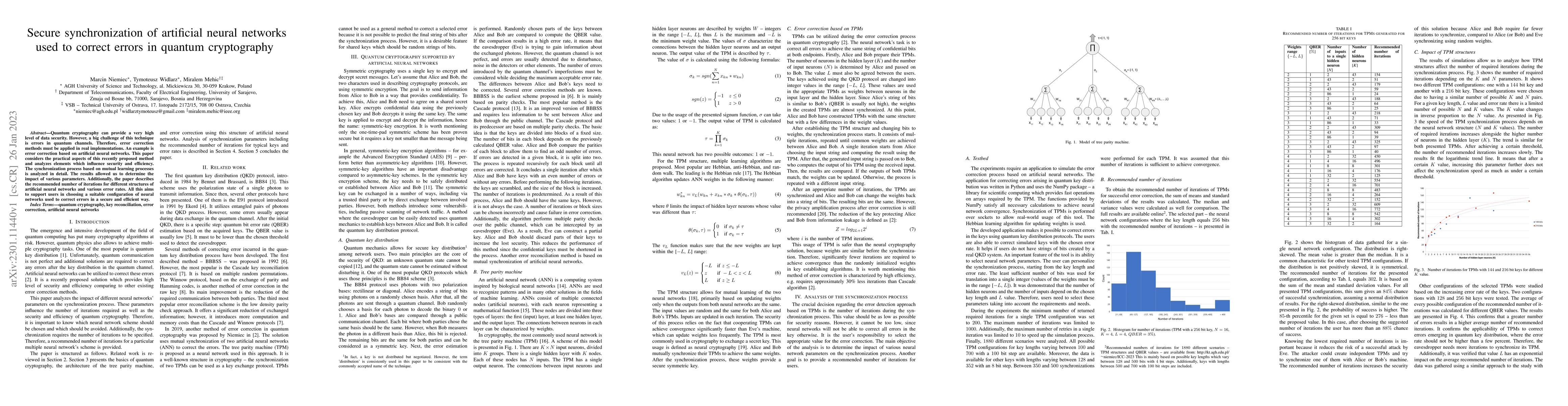Thumbnail for Secure synchronization of artificial neural networks used to correct
  errors in quantum cryptography