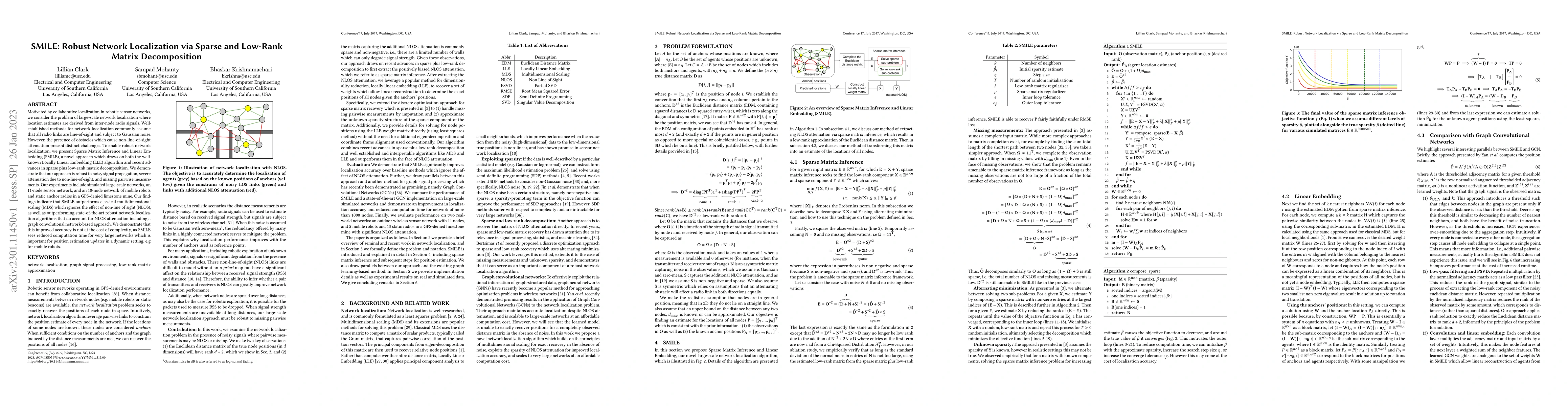 Thumbnail for SMILE: Robust Network Localization via Sparse and Low-Rank Matrix
  Decomposition