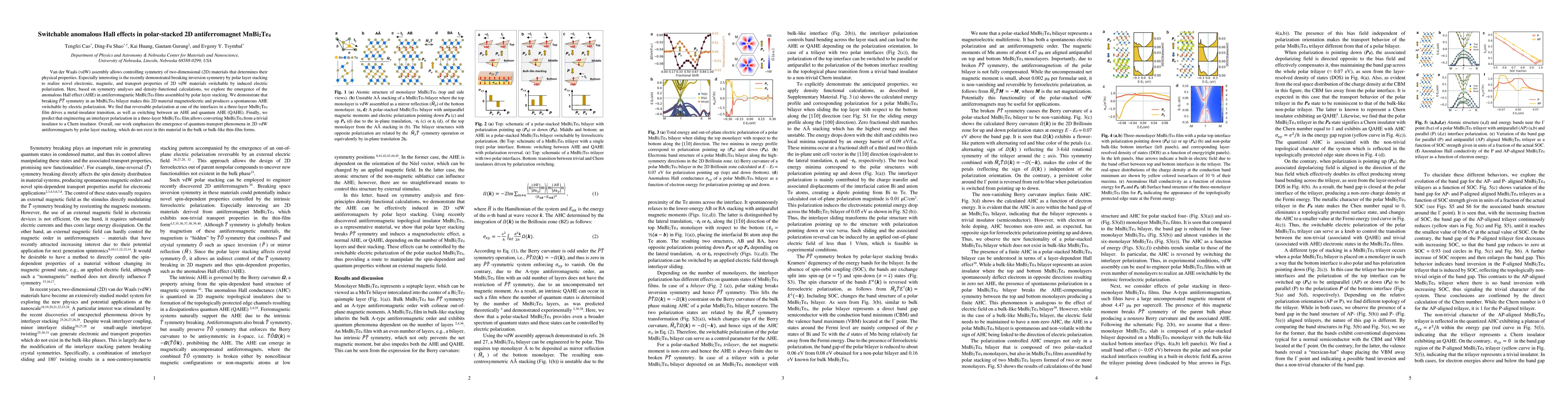 Thumbnail for Switchable anomalous Hall effects in polar-stacked 2D antiferromagnet
  MnBi2Te4