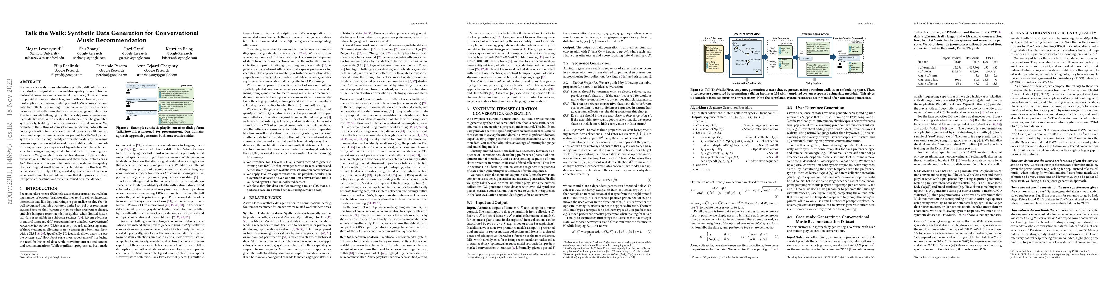 Thumbnail for Talk the Walk: Synthetic Data Generation for Conversational Music
  Recommendation