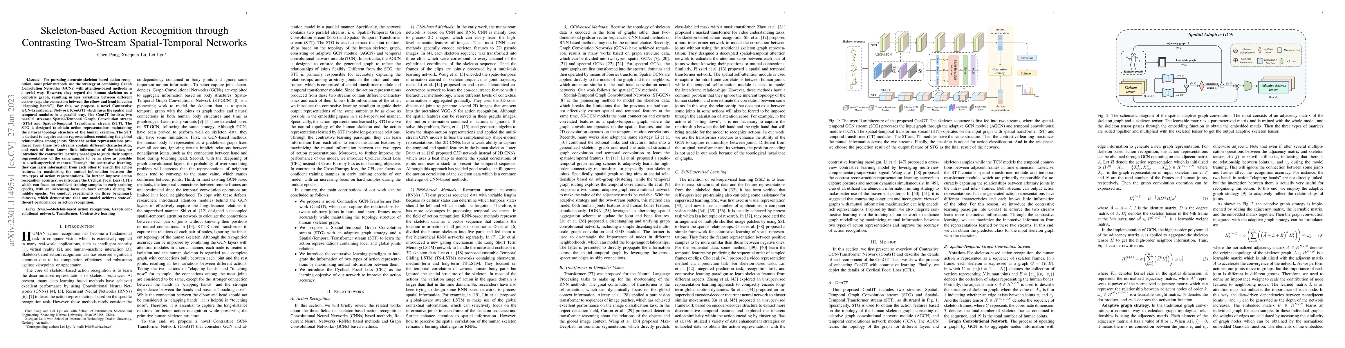 Thumbnail for Skeleton-based Action Recognition through Contrasting Two-Stream
  Spatial-Temporal Networks