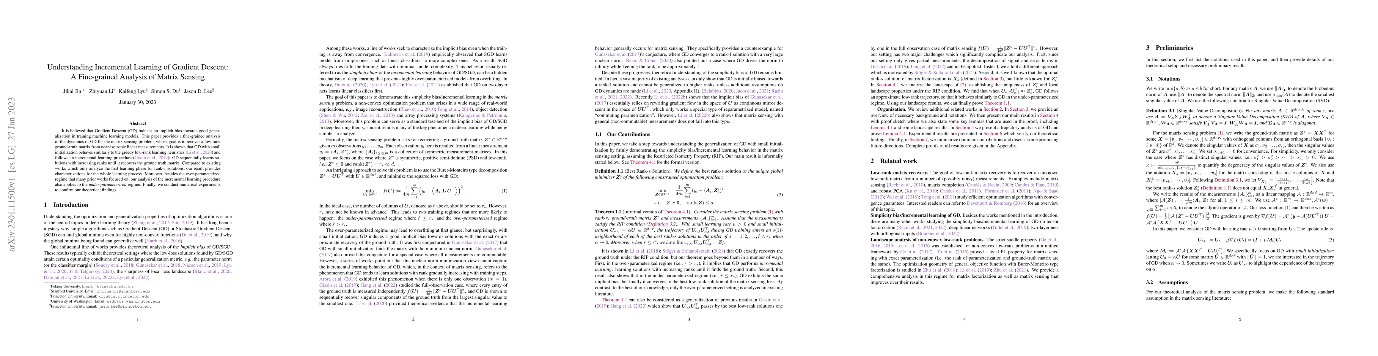 Thumbnail for Understanding Incremental Learning of Gradient Descent: A Fine-grained
  Analysis of Matrix Sensing
