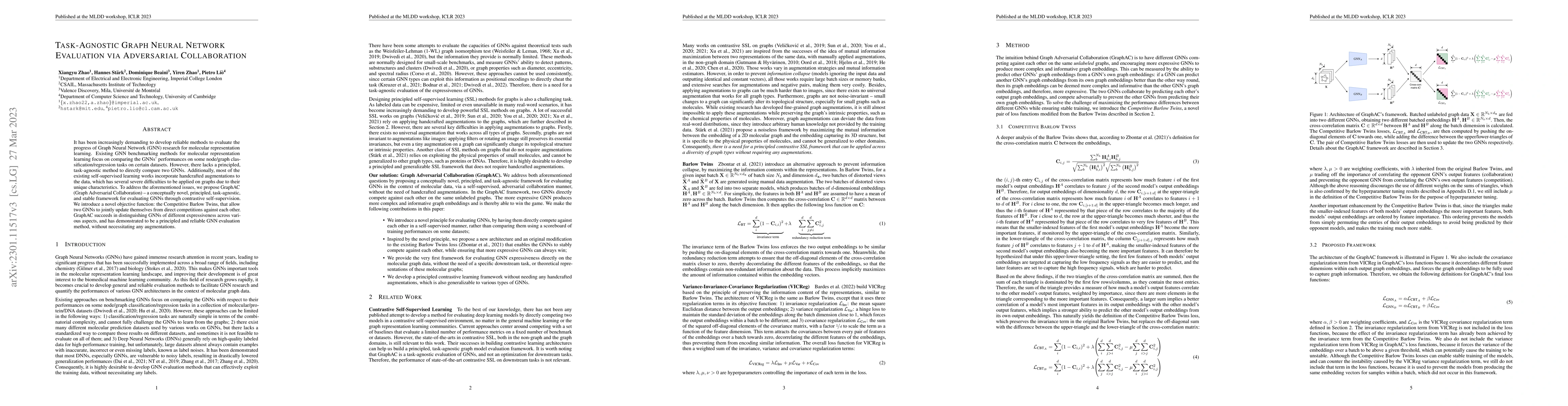 Thumbnail for Task-Agnostic Graph Neural Network Evaluation via Adversarial
  Collaboration