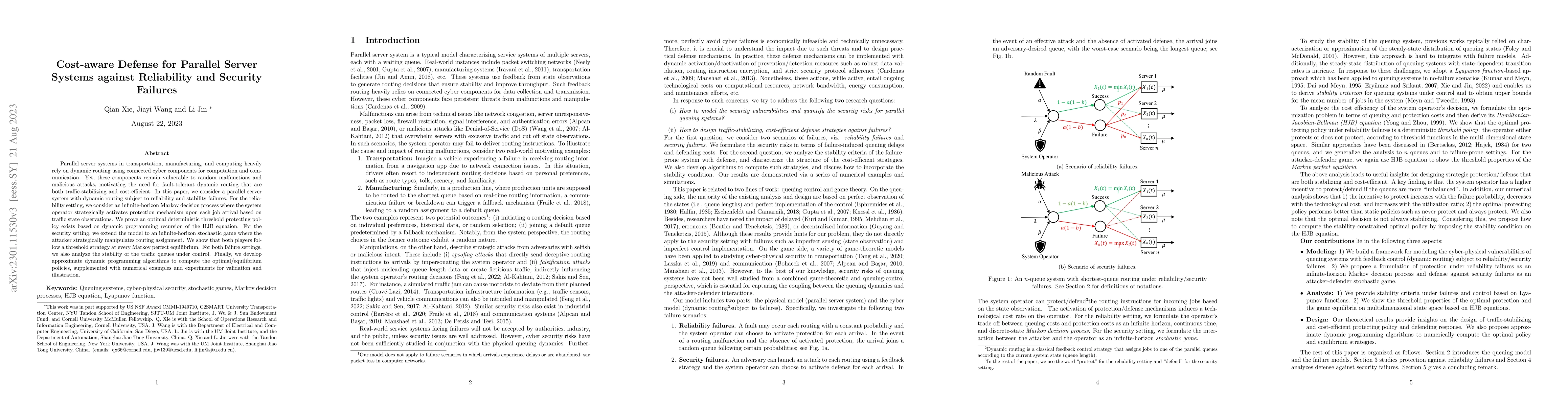 Thumbnail for Cost-aware Defense for Parallel Server Systems against Reliability and
  Security Failures