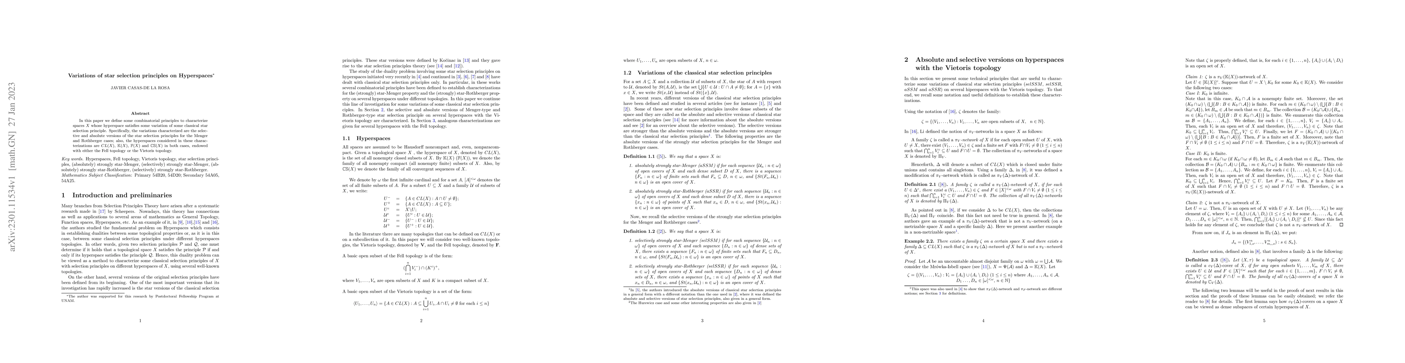Thumbnail for Variations of star selection principles on Hyperspaces