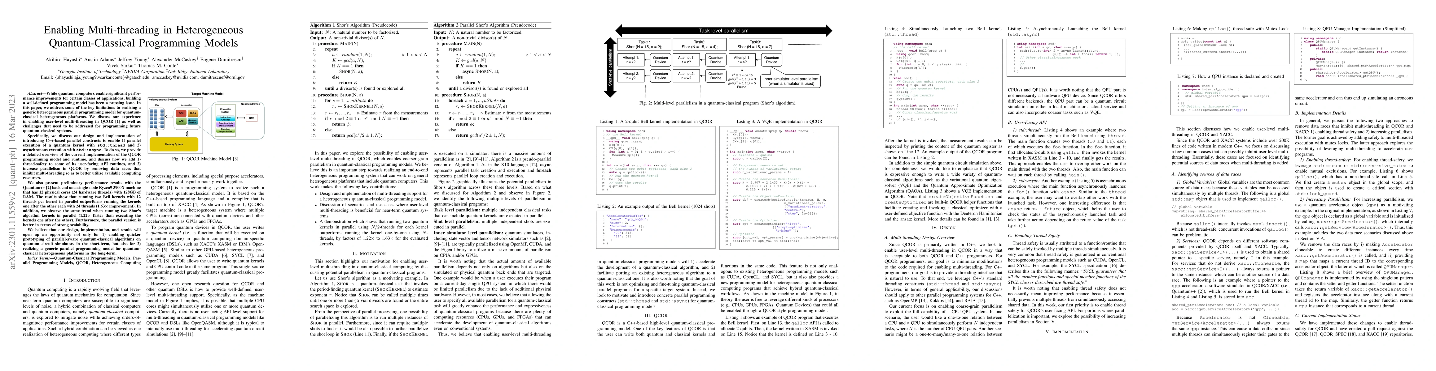Thumbnail for Enabling Multi-threading in Heterogeneous Quantum-Classical Programming
  Models