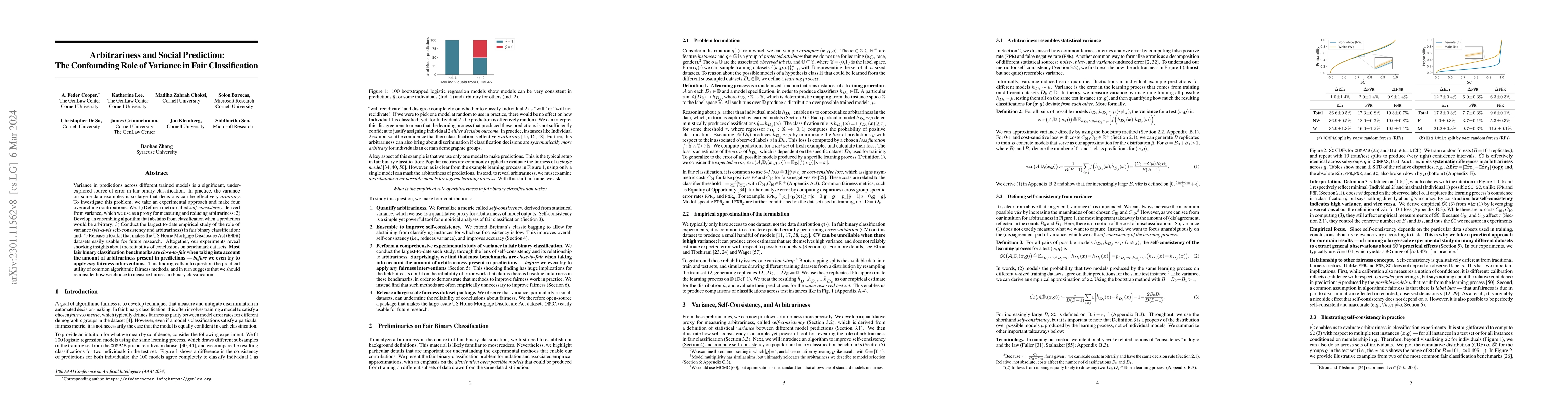 Thumbnail for Arbitrariness and Social Prediction: The Confounding Role of Variance in
  Fair Classification