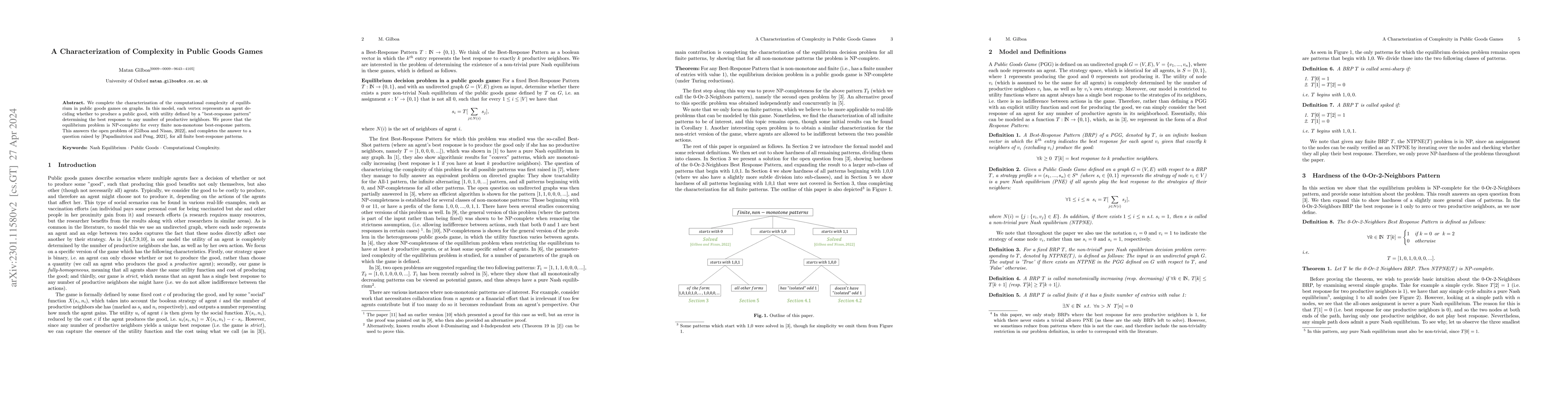 Thumbnail for A Characterization of Complexity in Public Goods Games
