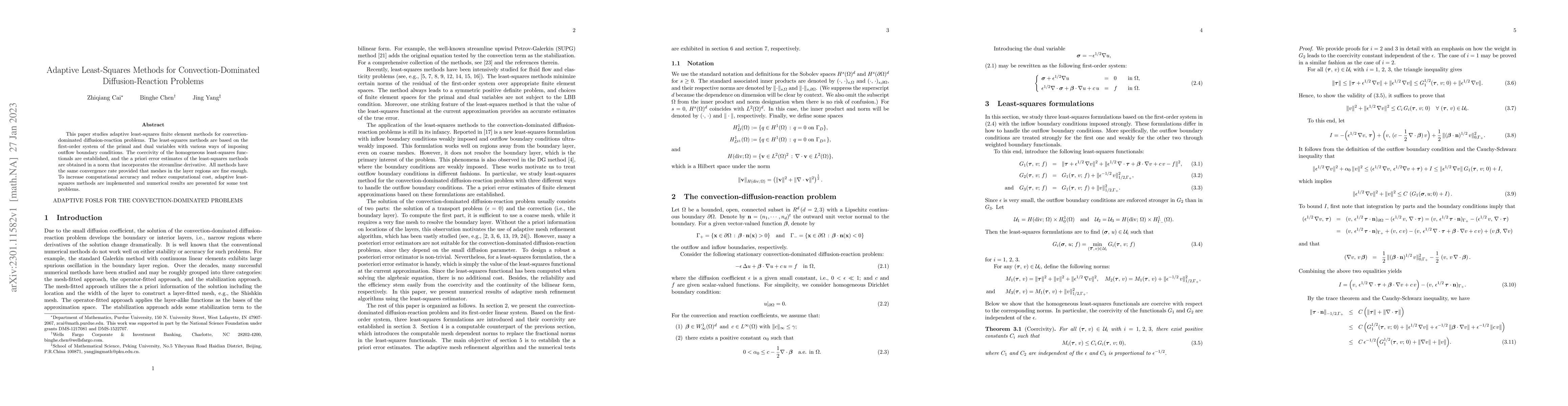 Thumbnail for Adaptive Least-Squares Methods for Convection-Dominated
  Diffusion-Reaction Problems