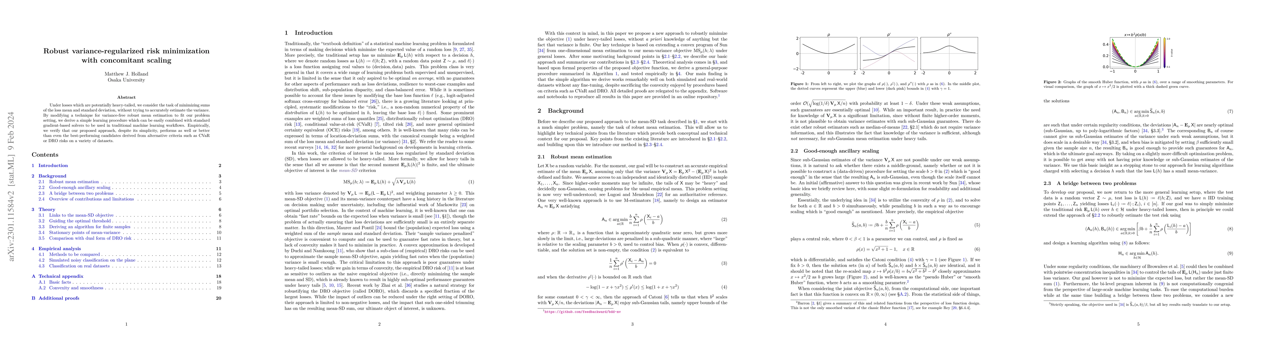 Thumbnail for Robust variance-regularized risk minimization with concomitant scaling