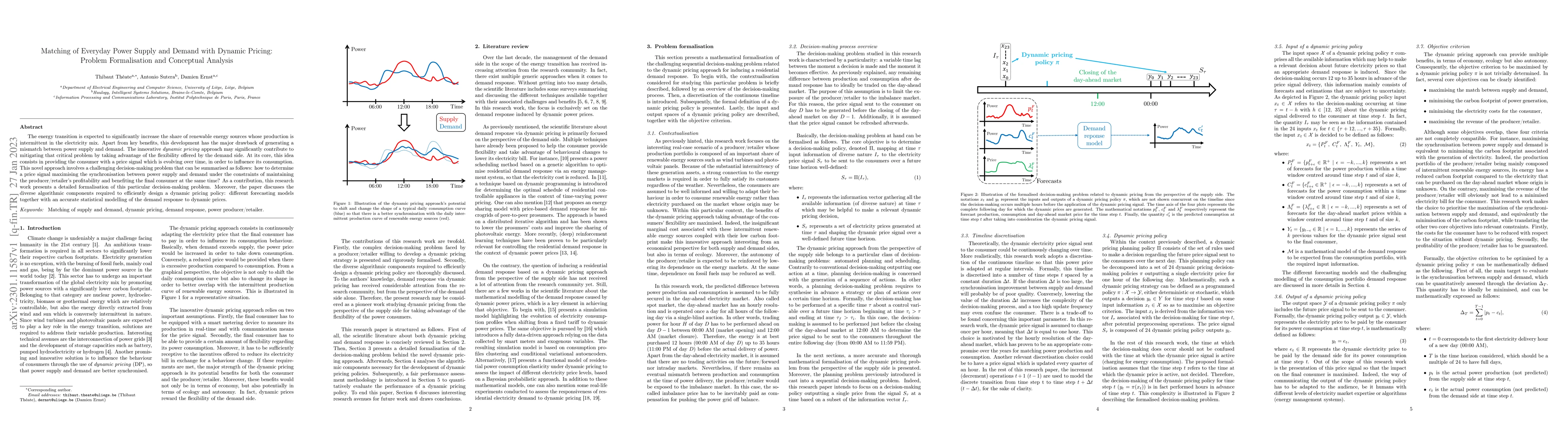 Thumbnail for Matching of Everyday Power Supply and Demand with Dynamic Pricing:
  Problem Formalisation and Conceptual Analysis