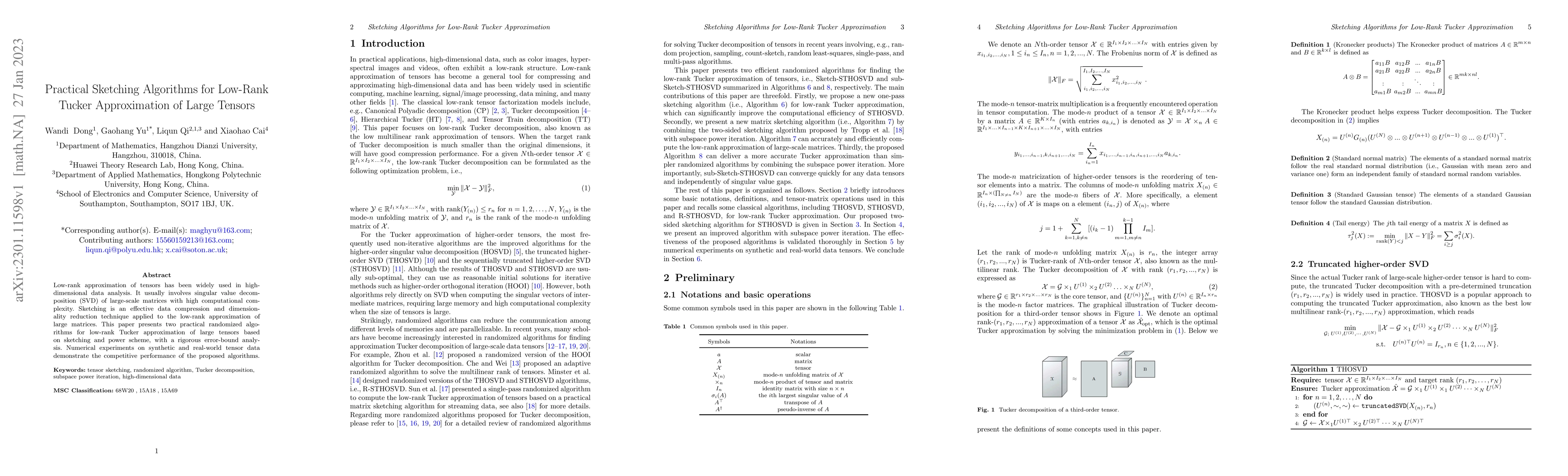 Thumbnail for Practical Sketching Algorithms for Low-Rank Tucker Approximation of
  Large Tensors