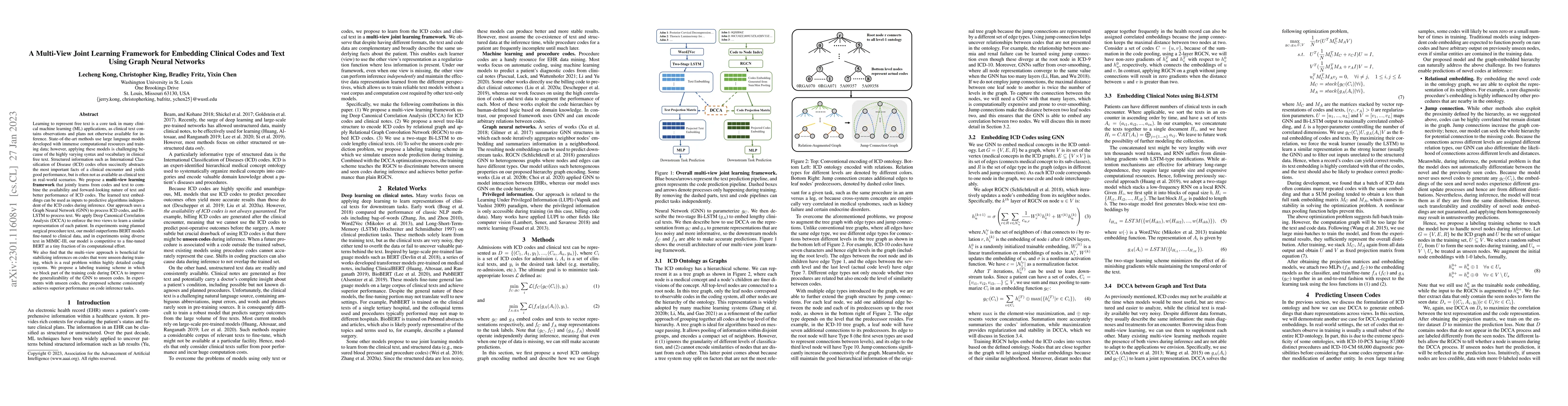 Thumbnail for A Multi-View Joint Learning Framework for Embedding Clinical Codes and
  Text Using Graph Neural Networks