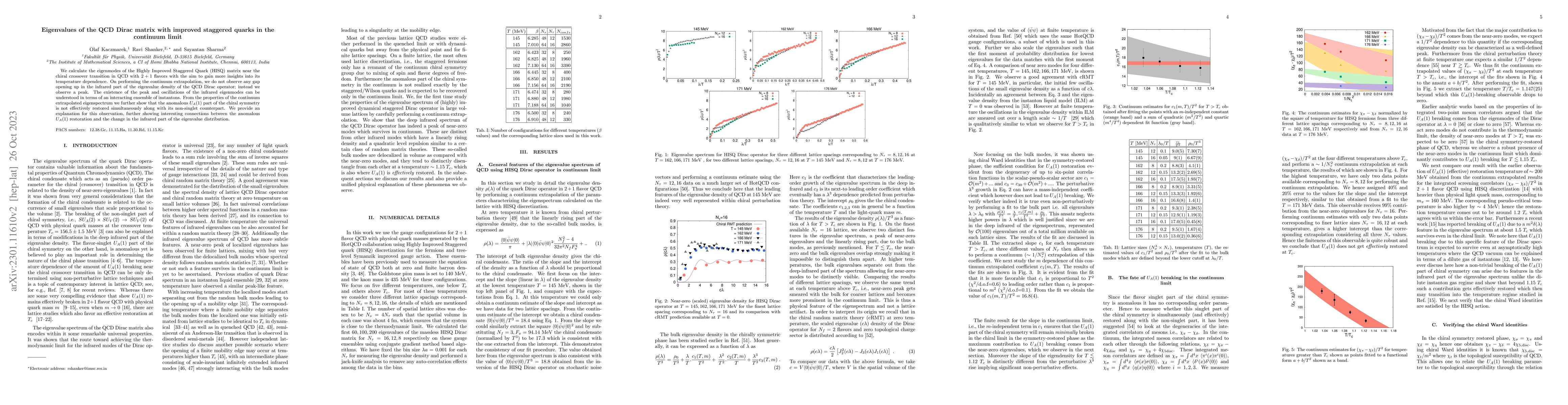 Thumbnail for Eigenvalues of the QCD Dirac matrix with improved staggered quarks in
  the continuum limit