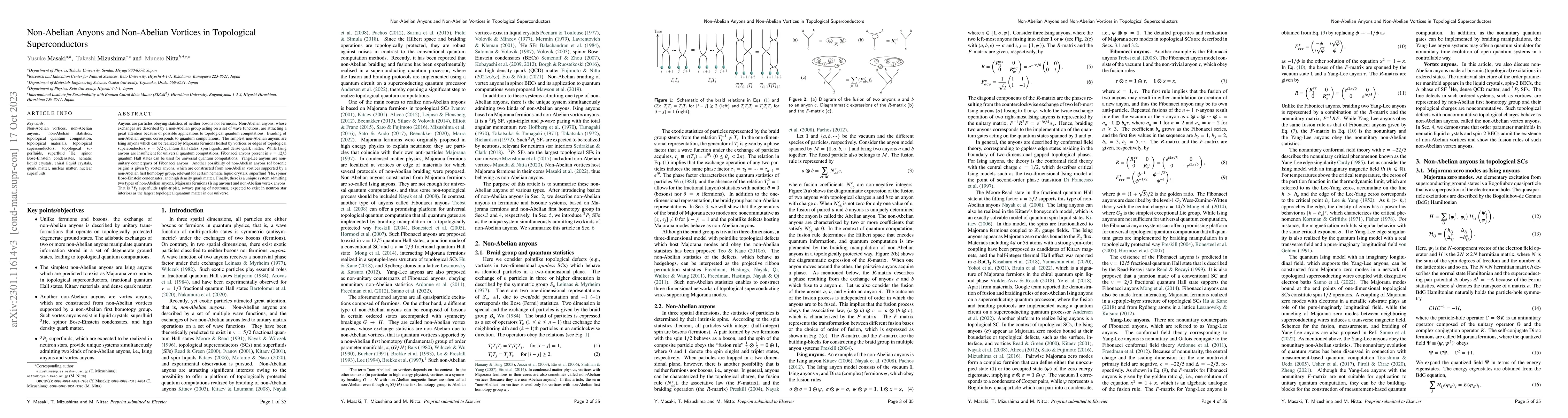 Thumbnail for Non-Abelian Anyons and Non-Abelian Vortices in Topological
  Superconductors