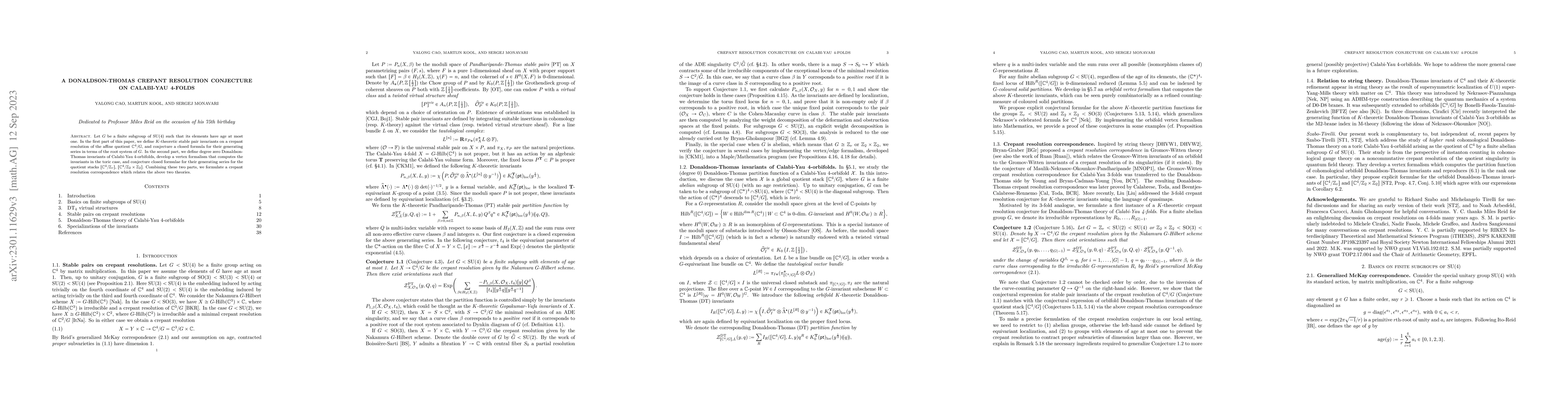 Thumbnail for A Donaldson-Thomas crepant resolution conjecture on Calabi-Yau 4-folds