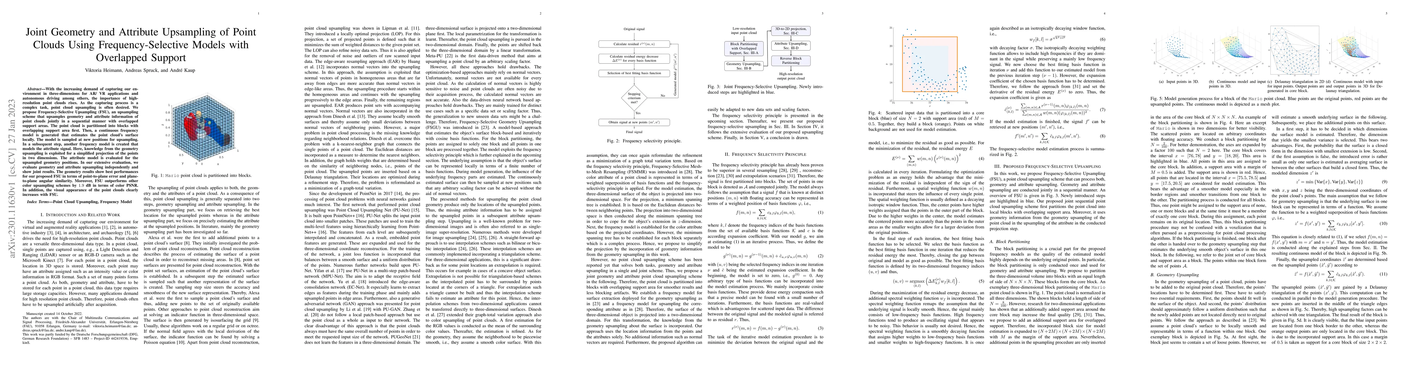 Thumbnail for Joint Geometry and Attribute Upsampling of Point Clouds Using
  Frequency-Selective Models with Overlapped Support