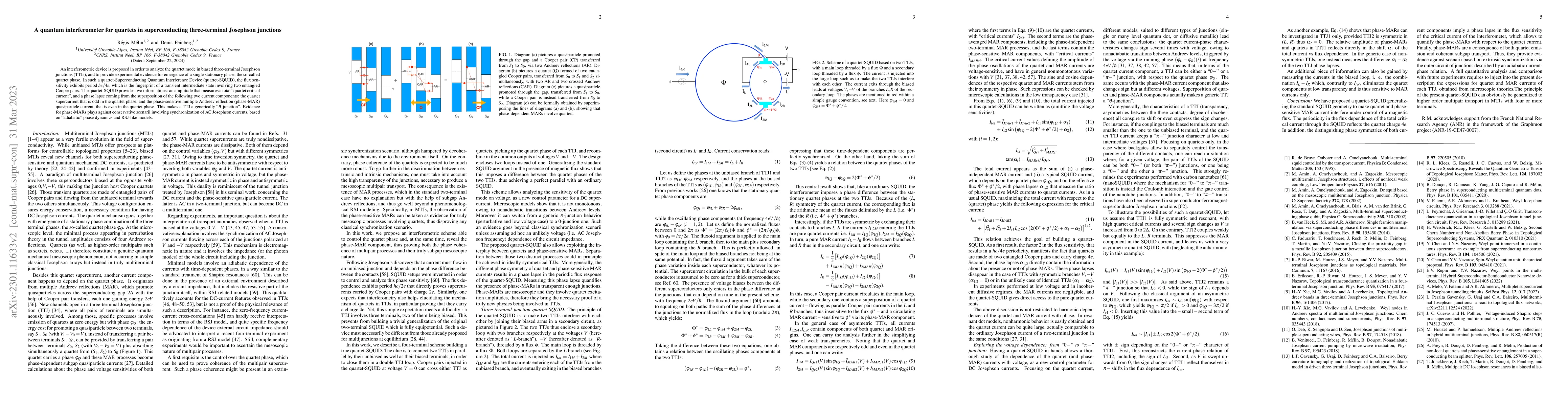 Thumbnail for A quantum interferometer for quartets in superconducting three-terminal
  Josephson junctions