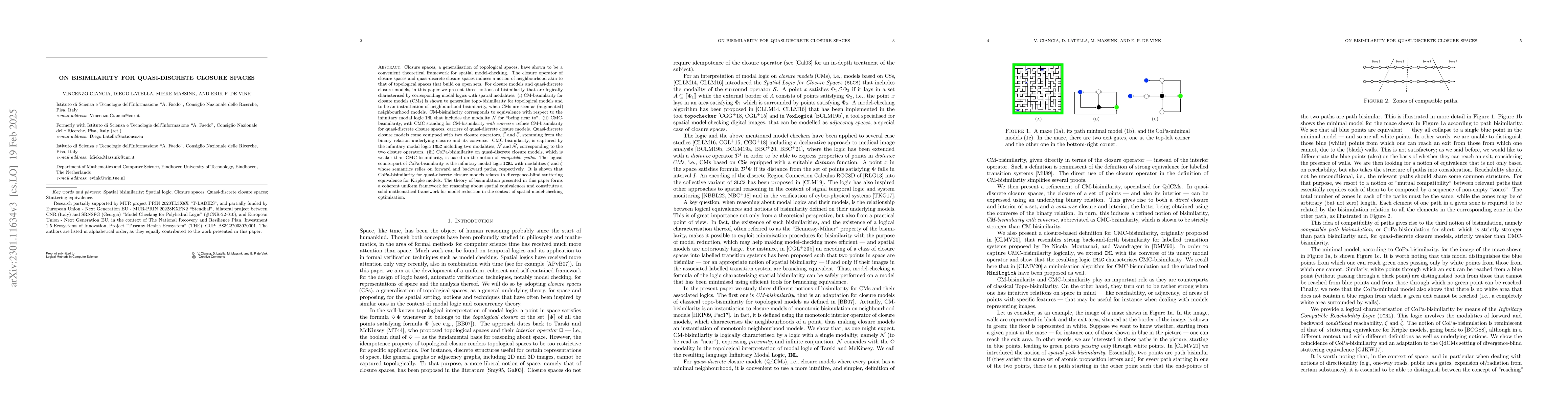 Thumbnail for On Bisimilarity for Quasi-discrete Closure Spaces