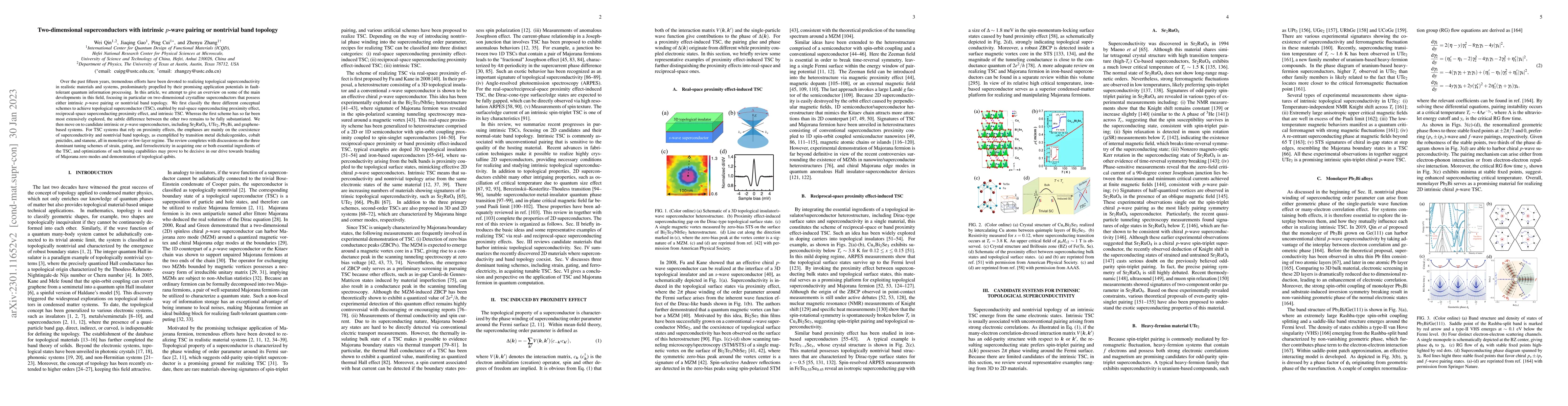 Thumbnail for Two-dimensional superconductors with intrinsic p-wave pairing or
  nontrivial band topology