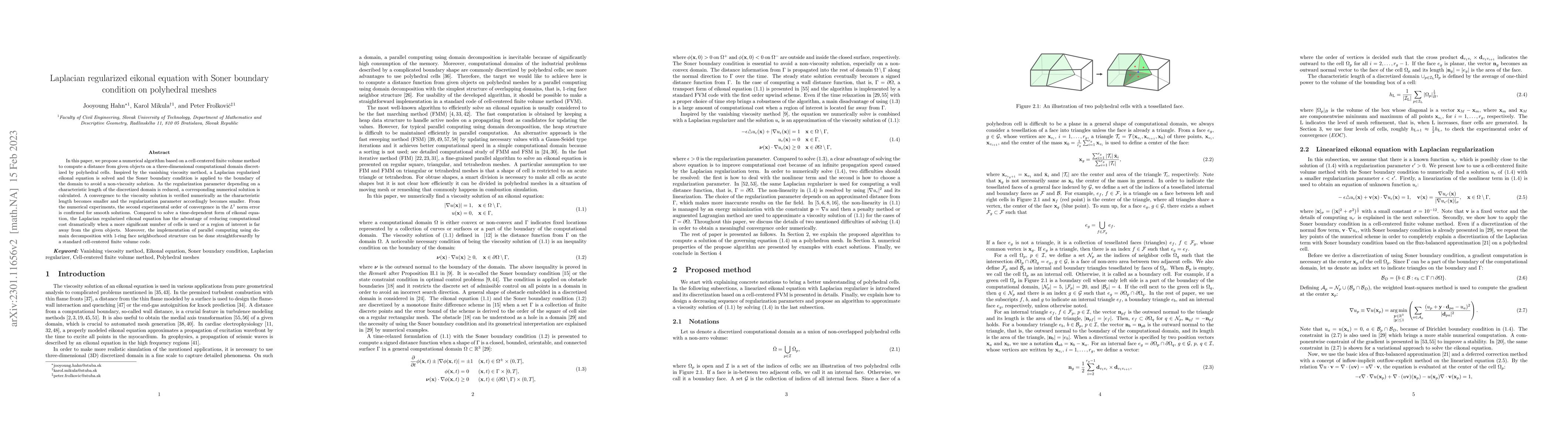 Thumbnail for Laplacian regularized eikonal equation with Soner boundary condition on
  polyhedral meshes