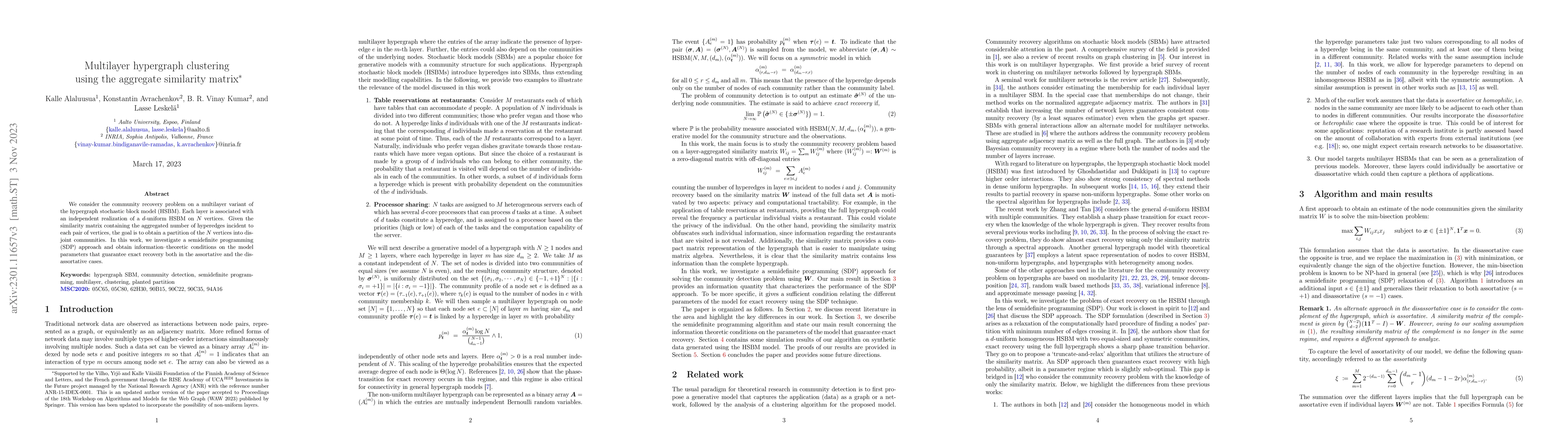 Thumbnail for Multilayer hypergraph clustering using the aggregate similarity matrix