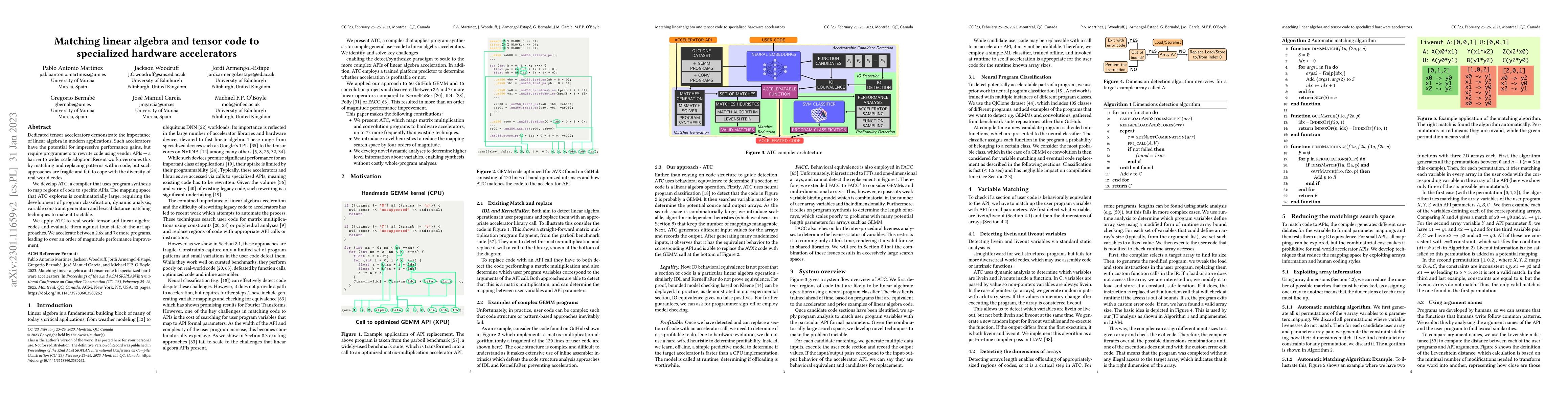 Thumbnail for Matching Linear Algebra and Tensor Code to Specialized Hardware
  Accelerators