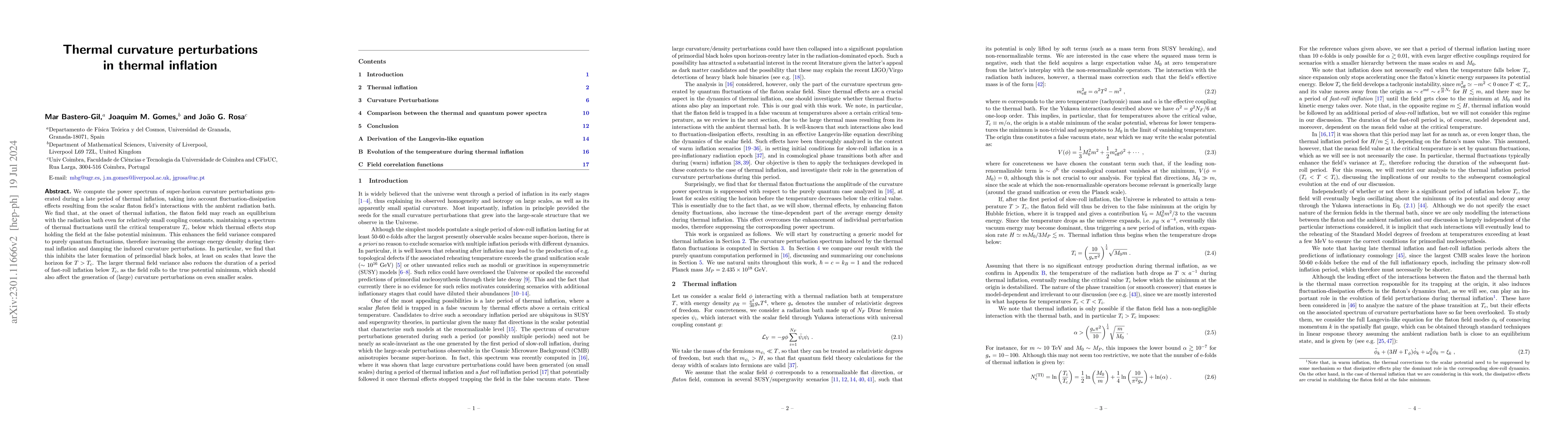Thumbnail for Thermal curvature perturbations in thermal inflation