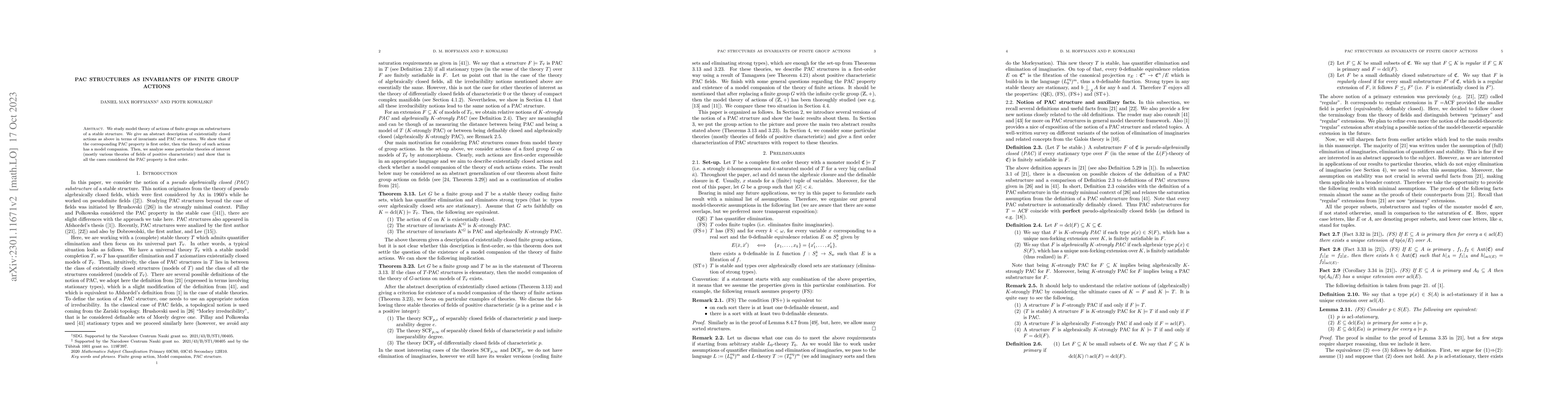 Thumbnail for PAC structures as invariants of finite group actions