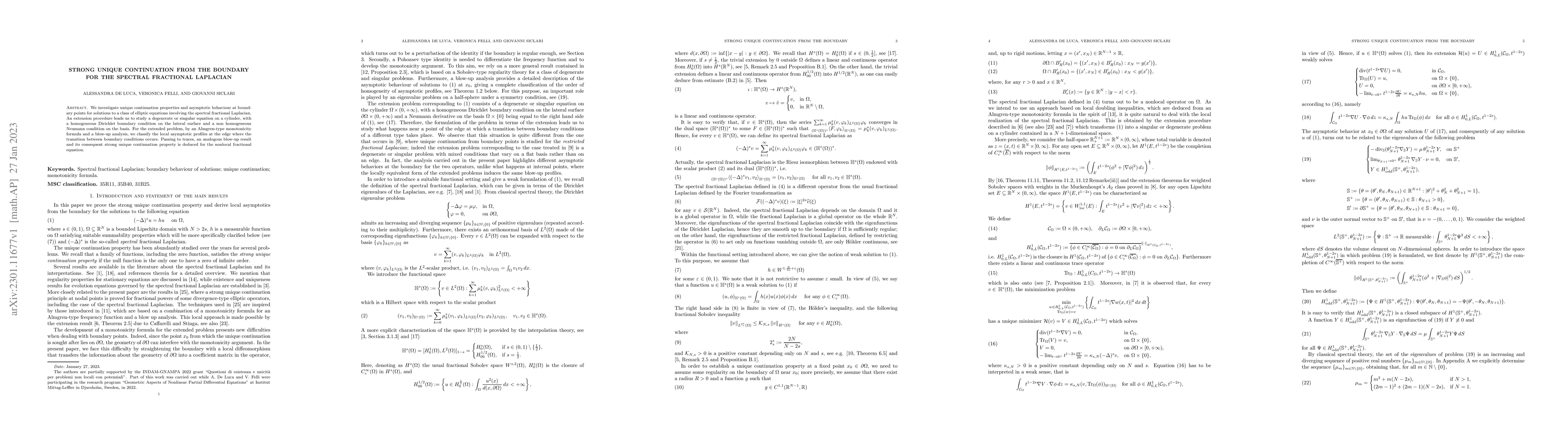 Thumbnail for Strong unique continuation from the boundary for the spectral fractional
  Laplacian
