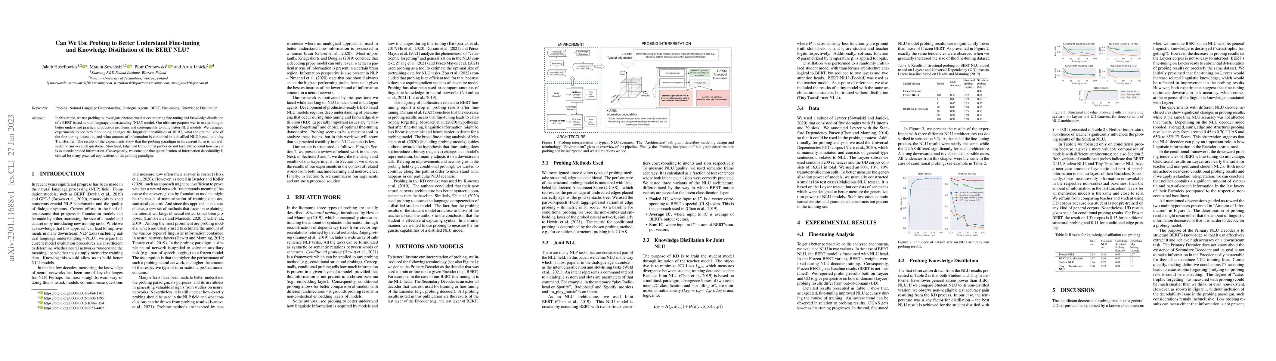 Thumbnail for Can We Use Probing to Better Understand Fine-tuning and Knowledge
  Distillation of the BERT NLU?