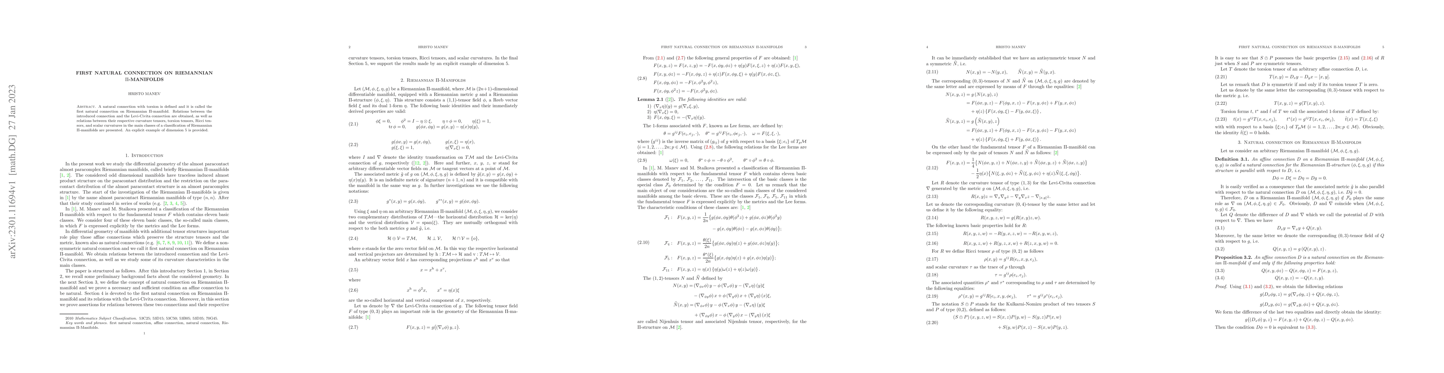 Thumbnail for First natural connection on Riemannian $\Pi$-manifolds