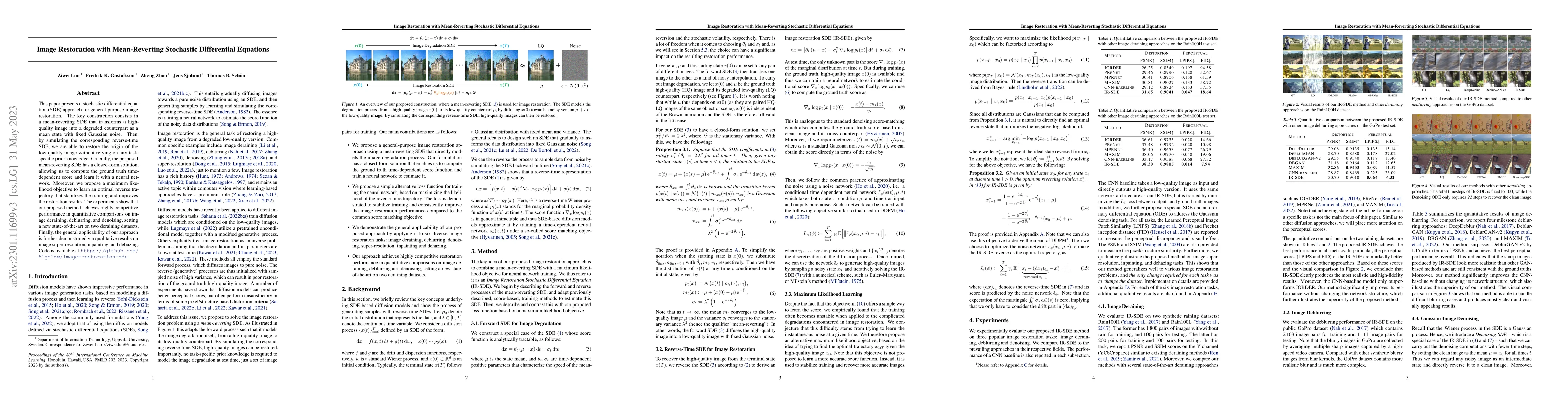 Thumbnail for Image Restoration with Mean-Reverting Stochastic Differential Equations