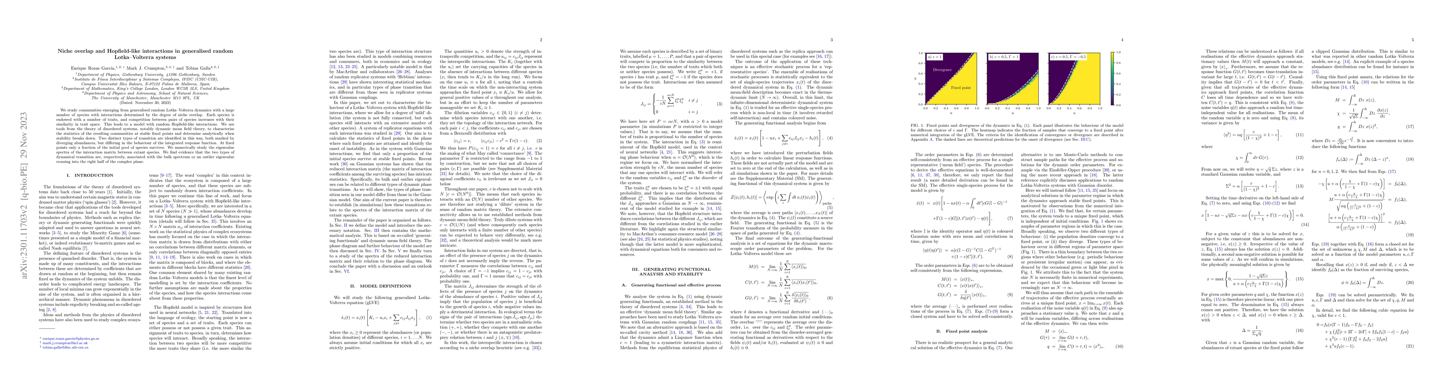 Thumbnail for Competitive exclusion and Hebbian couplings in random generalised
  Lotka-Volterra systems