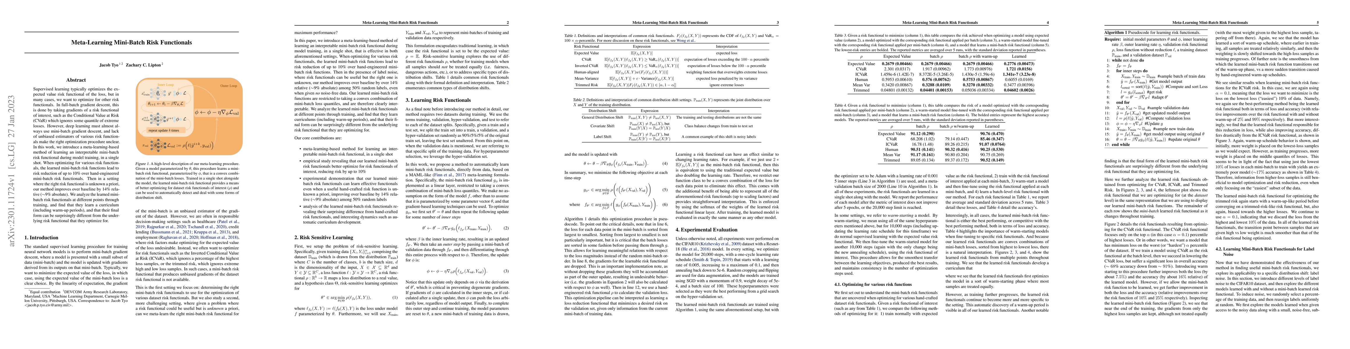 Thumbnail for Meta-Learning Mini-Batch Risk Functionals