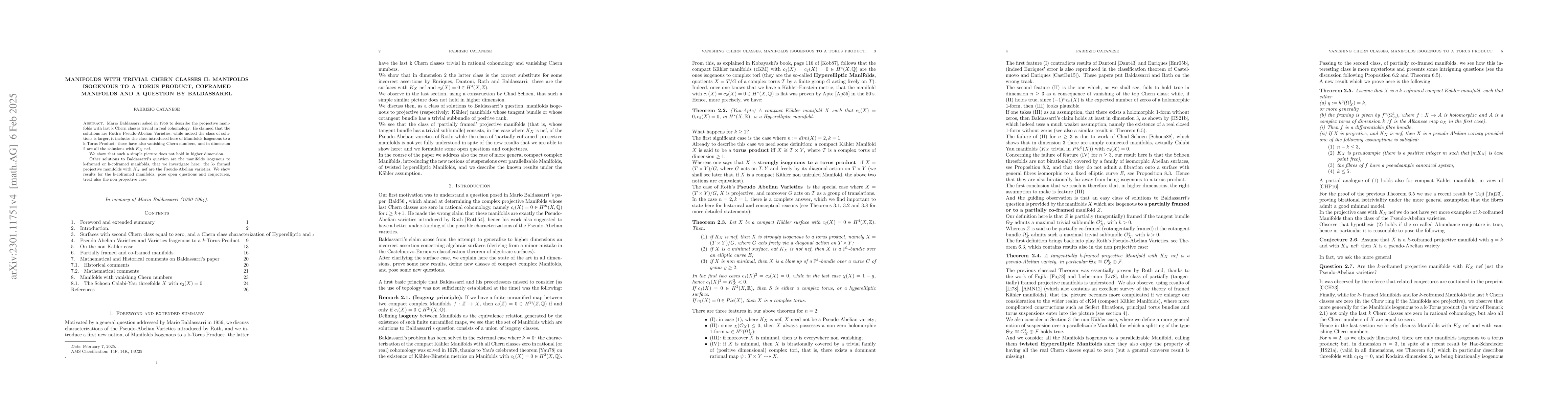 Thumbnail for Manifolds with trivial Chern classes II: Manifolds Isogenous to a Torus
  Product, coframed Manifolds and a question by Baldassarri