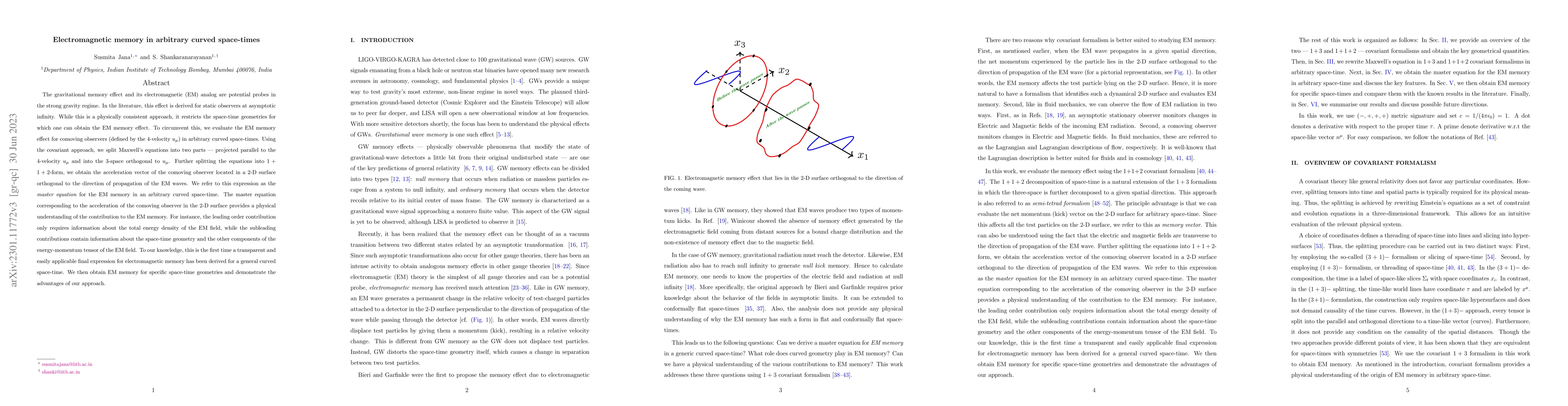 Thumbnail for Electromagnetic memory in arbitrary curved space-times