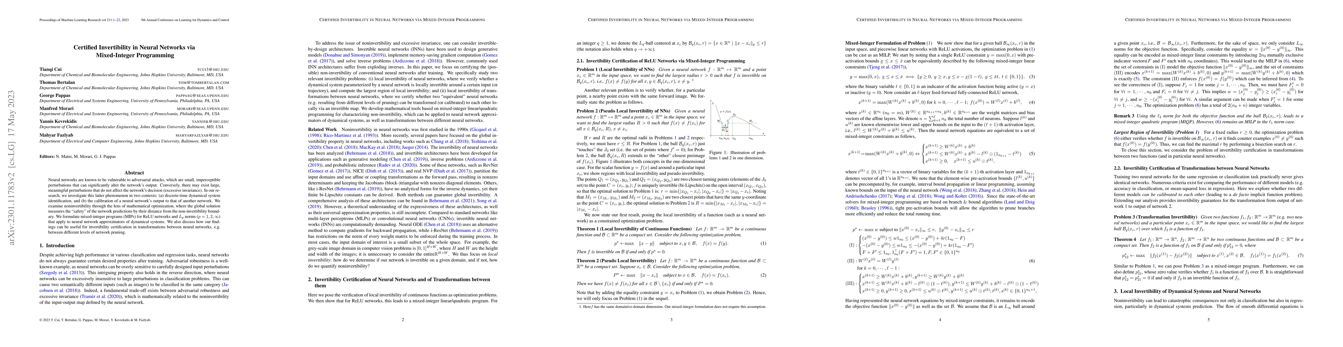 Thumbnail for Certified Invertibility in Neural Networks via Mixed-Integer Programming